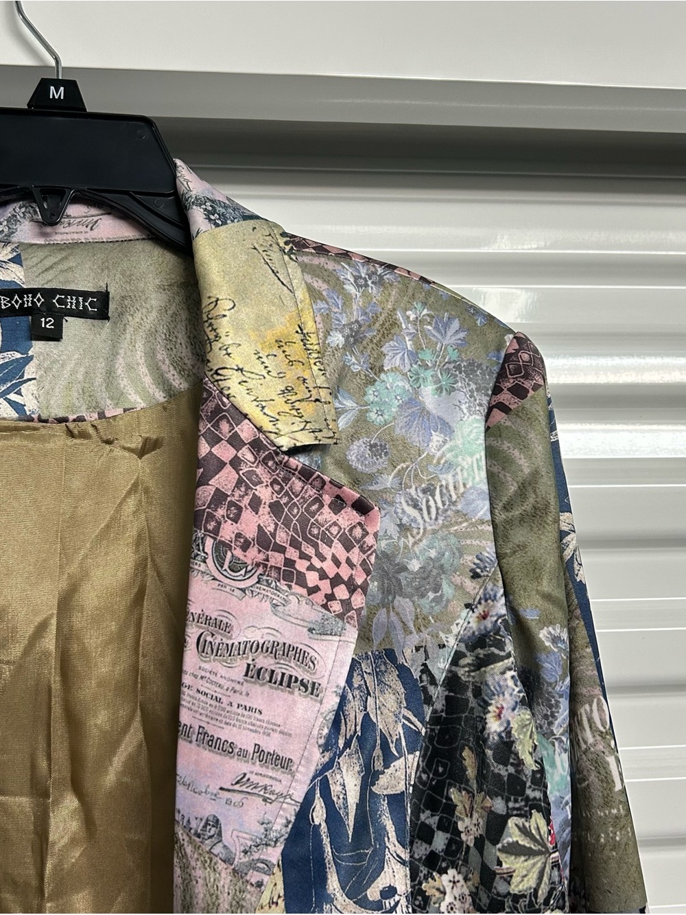 Boho Patchwork Floral Blazer in Blue, Pink & Olive - Picture 3 of 12